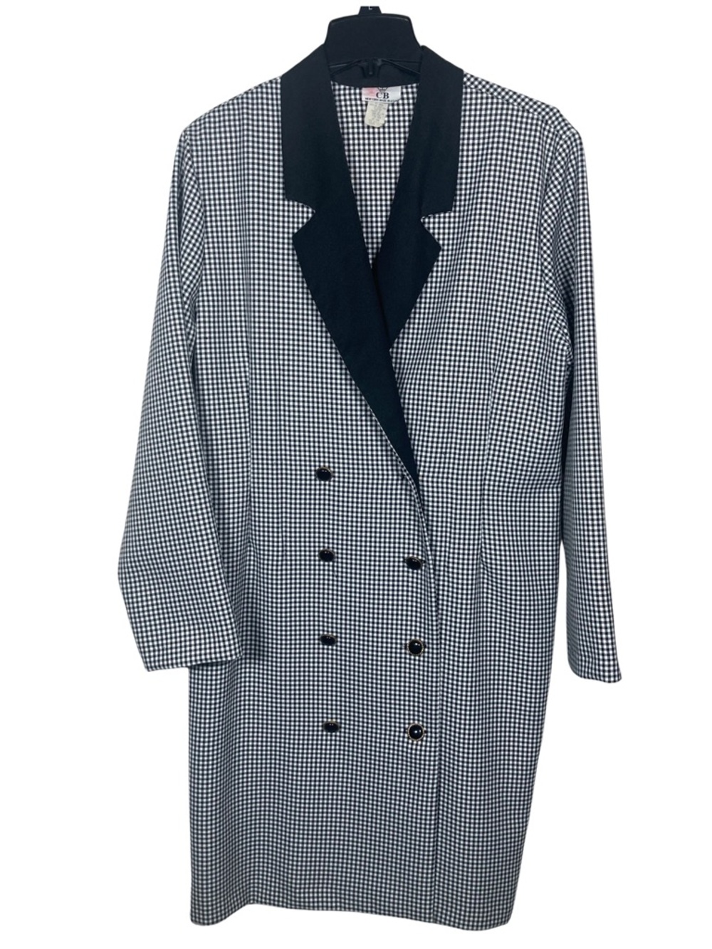 Vintage CB New York Black & White Houndstooth Double Breasted Blazer Dress Sz16